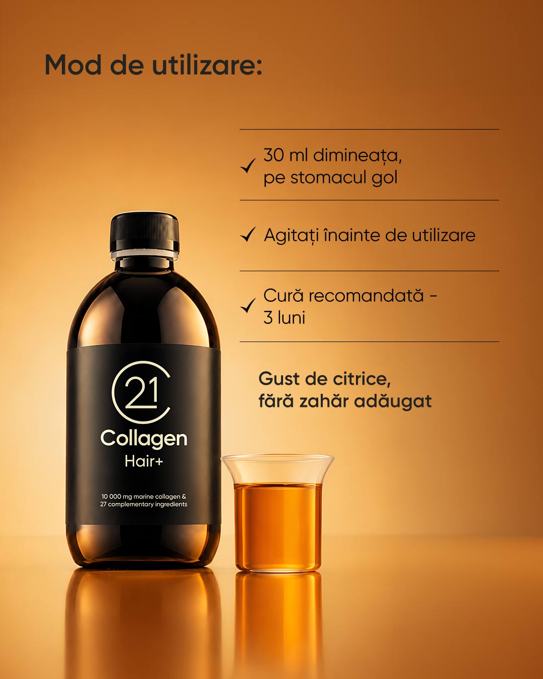 Colagen Marin Lichid Hidrolizat pentru Pǎr 480 ml - 10.000mg
